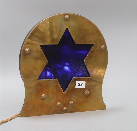 A lamp with inset star shaped panel height 30cm